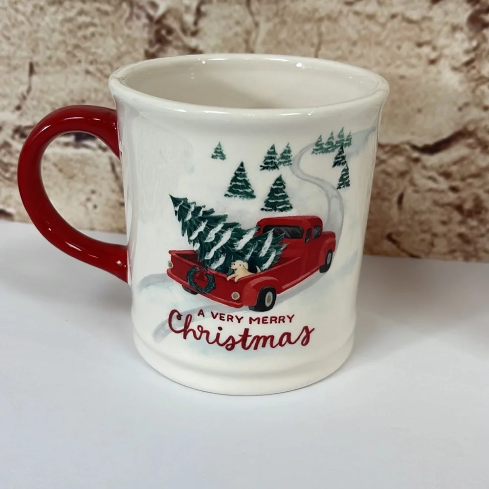 Set of Two Sur La Table Christmas Mugs